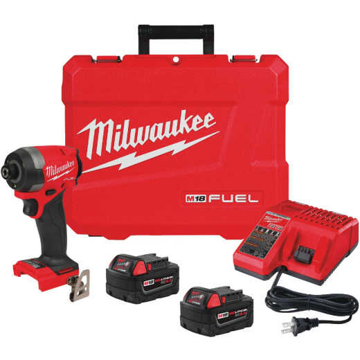 Milwaukee M18 FUEL Brushless 1/4 In. Hex Cordless Impact Driver Kit with (2) 5.0 Ah Batteries & Charger