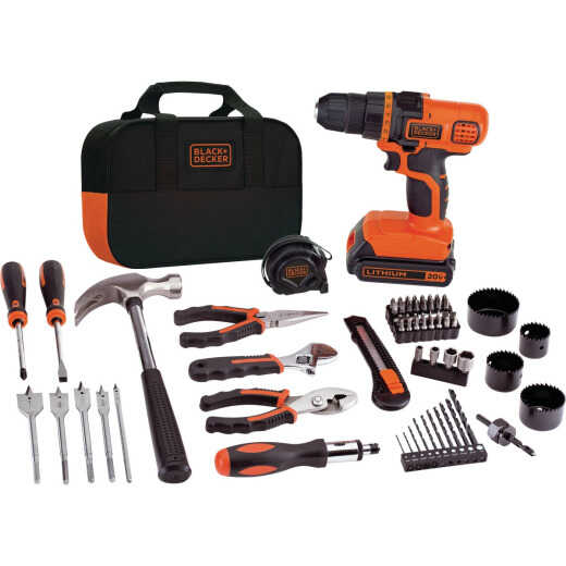 Black & Decker 20-Volt MAX Lithium-Ion 3/8 In. Cordless Drill Project Kit (68-Piece)