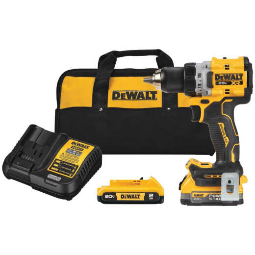 DEWALT 20V MAX XR Brushless 1/2 In. Compact Drill/Driver Kit with 1.7 Ah POWERSTACK Battery & 2.0 Ah Battery & Charger